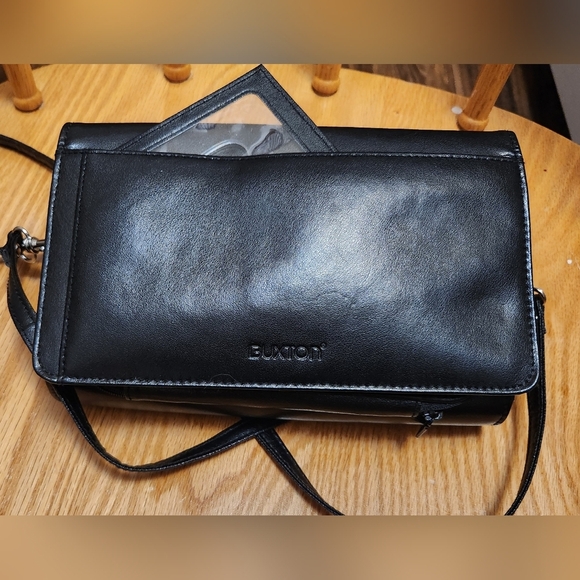 BUXTON Black Leather Crossbody Bag NWOT - Picture 10 of 11